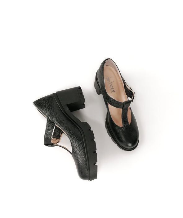 ALICE MARY JANES BLACK RUBBER HEELS (7,5cm)