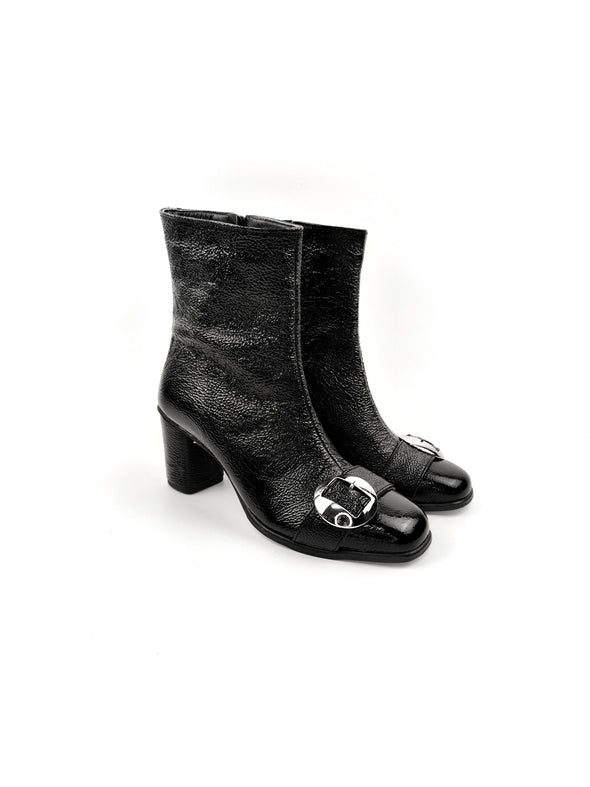 CHIARA BLACK PATENT LEATHER BOOTS (6,5cm)