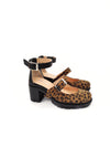 LEXIE LEOPARD/ BLACK MARY-JANE HEELS (7,5cm)