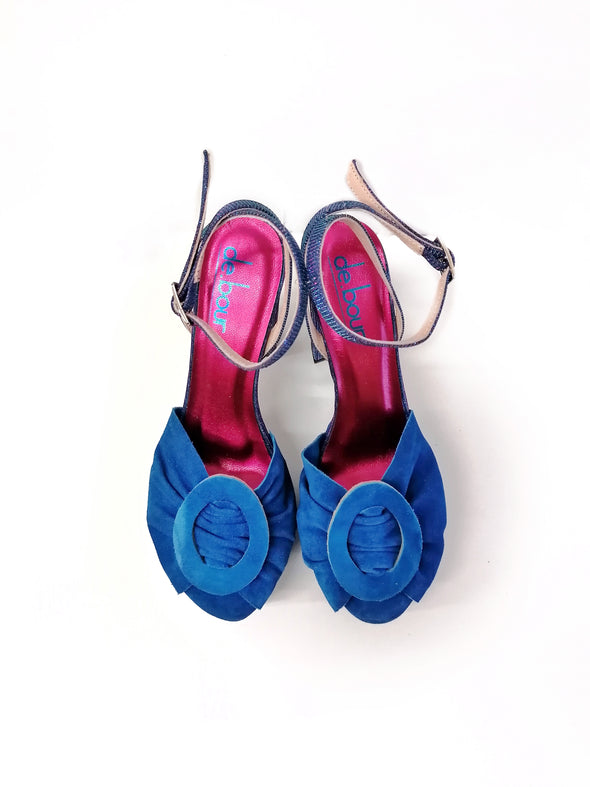 SOLANGE ROYAL BLUE SUEDE PLATFORM HEELS (13,5cm)